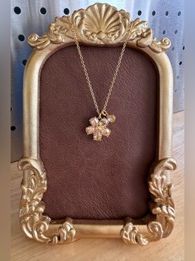 Coach Gold Floral Crystal Pendant Necklace - Women Jewelry